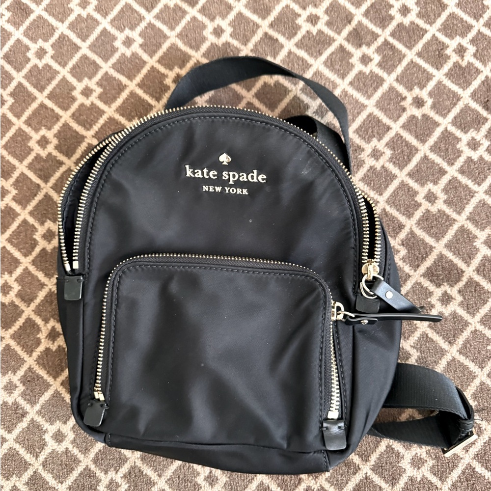 Kate Spade mini backpack black nylon with gold